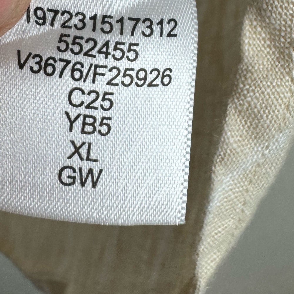 Lands End Womens beige striped long sleeve button down 100% Linen shirt XL - Picture 6 of 6